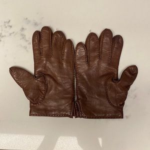 RALPH LAUREN PURPLE LABEL Brown Lamb LEATHER CASHMERE Lined Gloves US-7